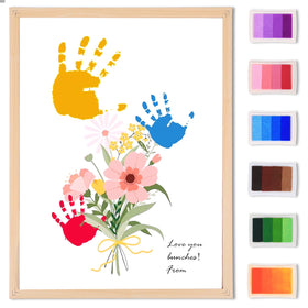 PANIED Flower Bouquet handprint art card ready for display and gifting.