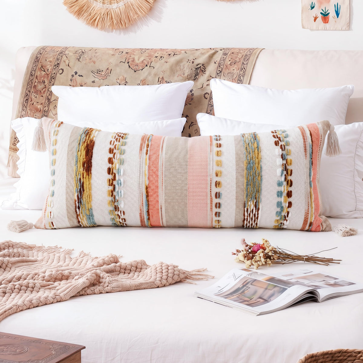 PANOD chenille striped design highlights 3D geometric pattern for a luxe look.