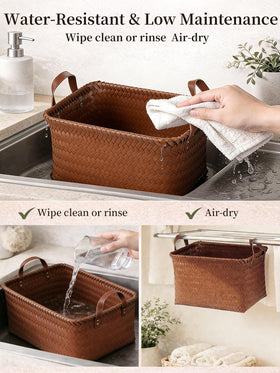 Panovox rectangular basket in bathroom or laundry area for clutter control