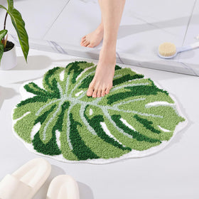Panstar Bathroom Mat with Monstera, non-slip back for stable placement.