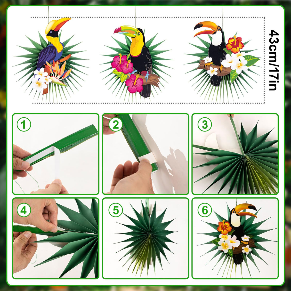 PAPER JAZZ 14-inch dark green lantern enhances jungle vibe