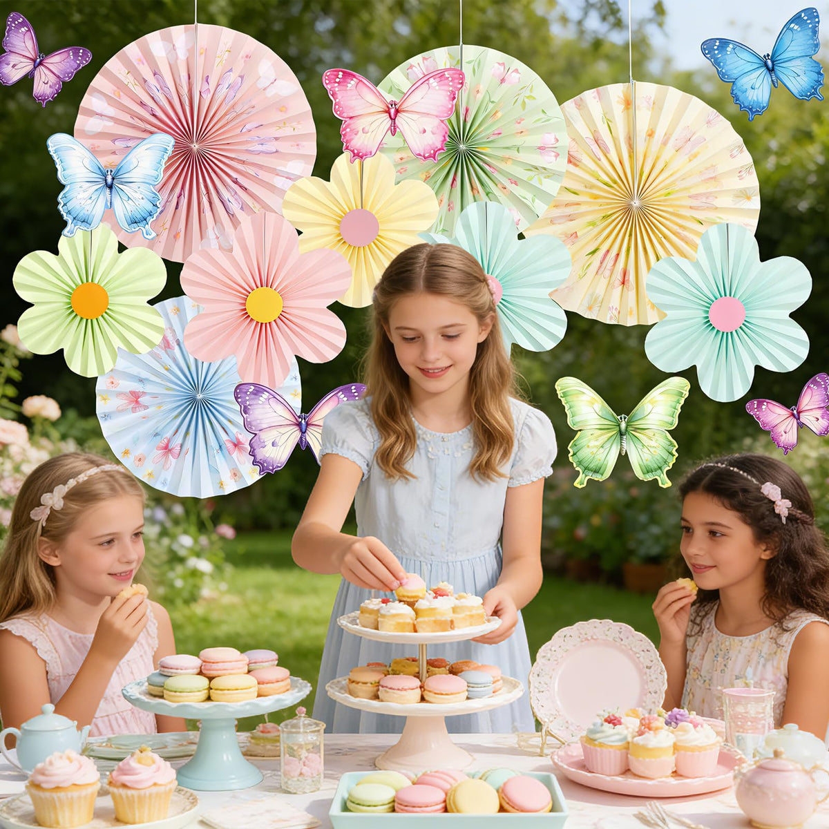 PAPER JAZZ Butterfly Flower Paper Fan wall decoration adds pastel charm