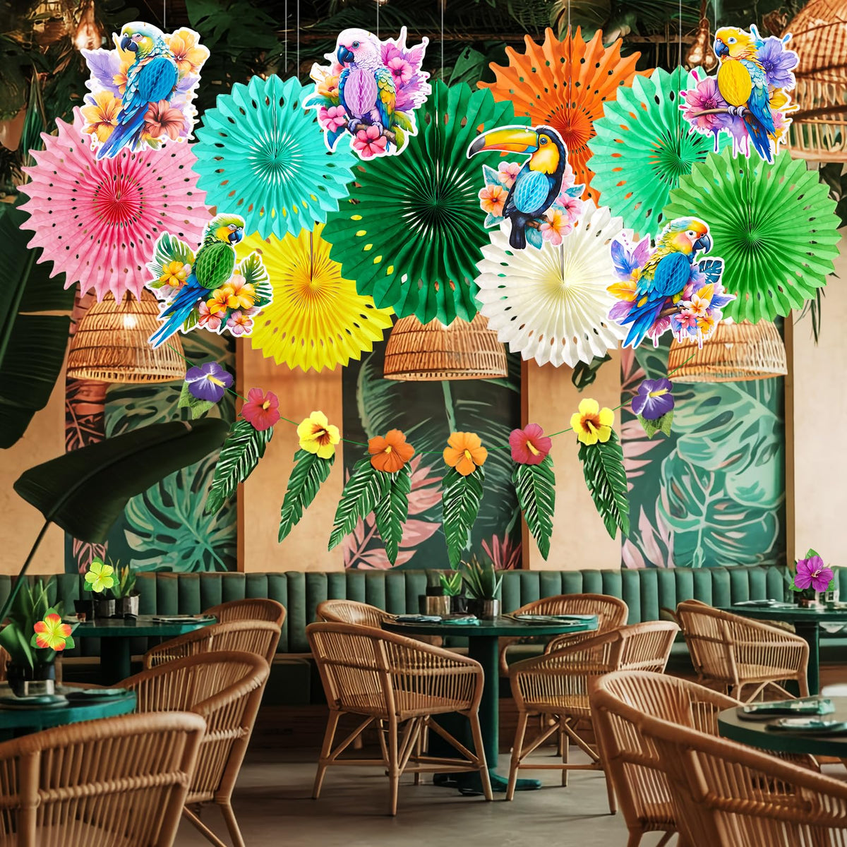 PAPER JAZZ outdoor-ready decor endures weather for memorable backyard luaus.