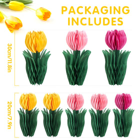 PAPER JAZZ tulip honeycomb centerpieces in light pink, 30cm height, perfect for festive tables.