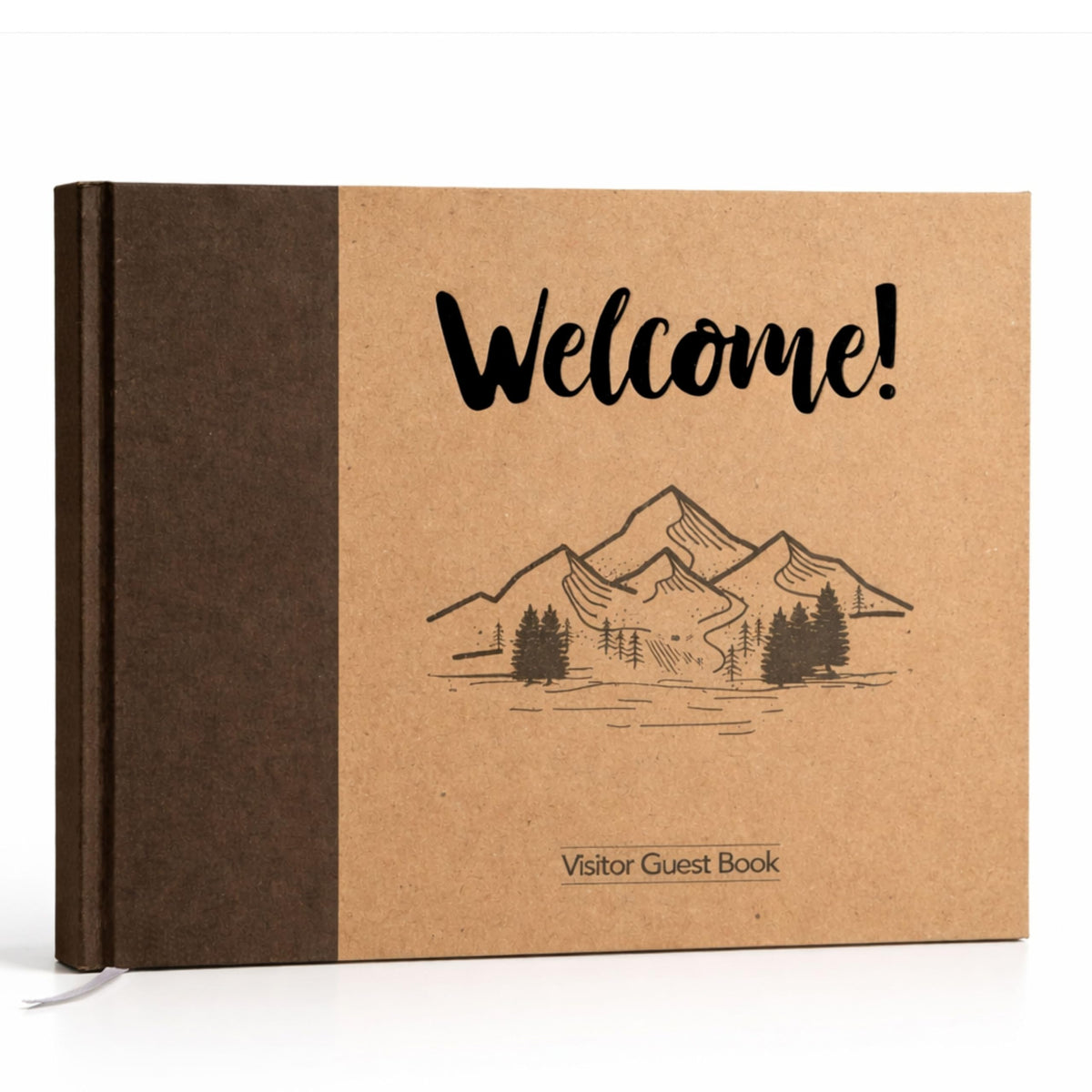 Paper 'n Such cabin guest book cover with kraft finish, ideal for welcoming guests.