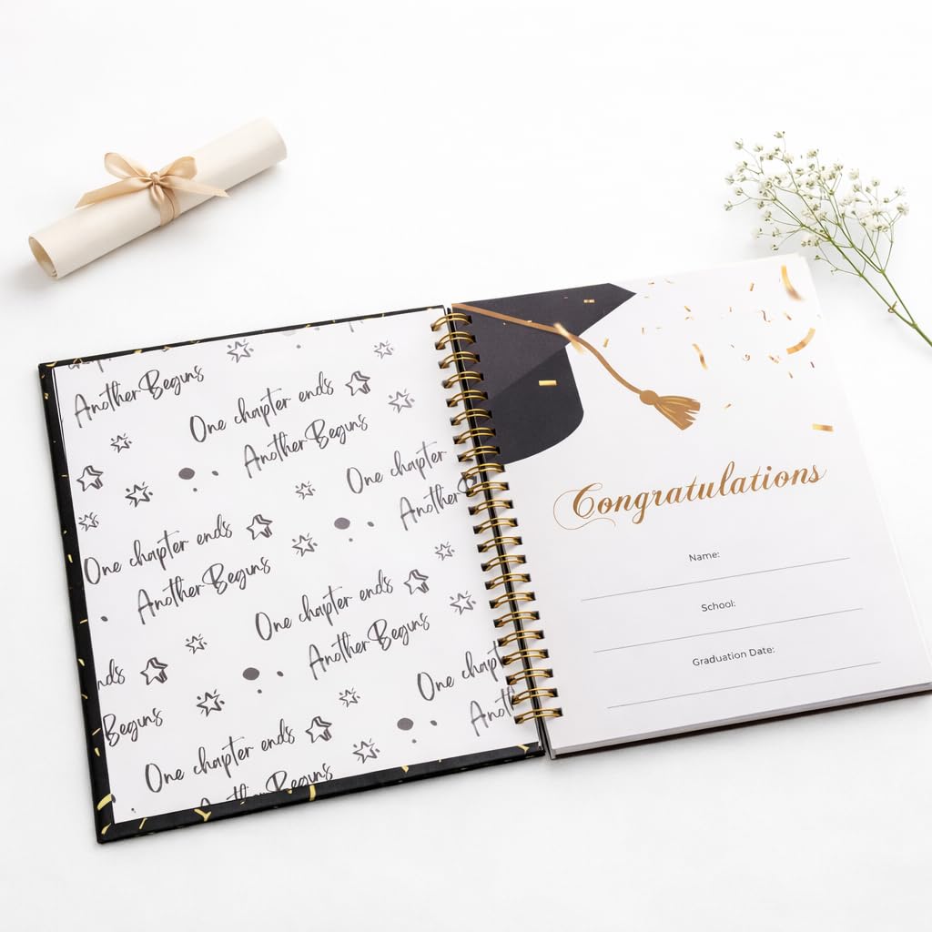 Paper 'n Such gold foil confetti detail on black cover enhances event flair