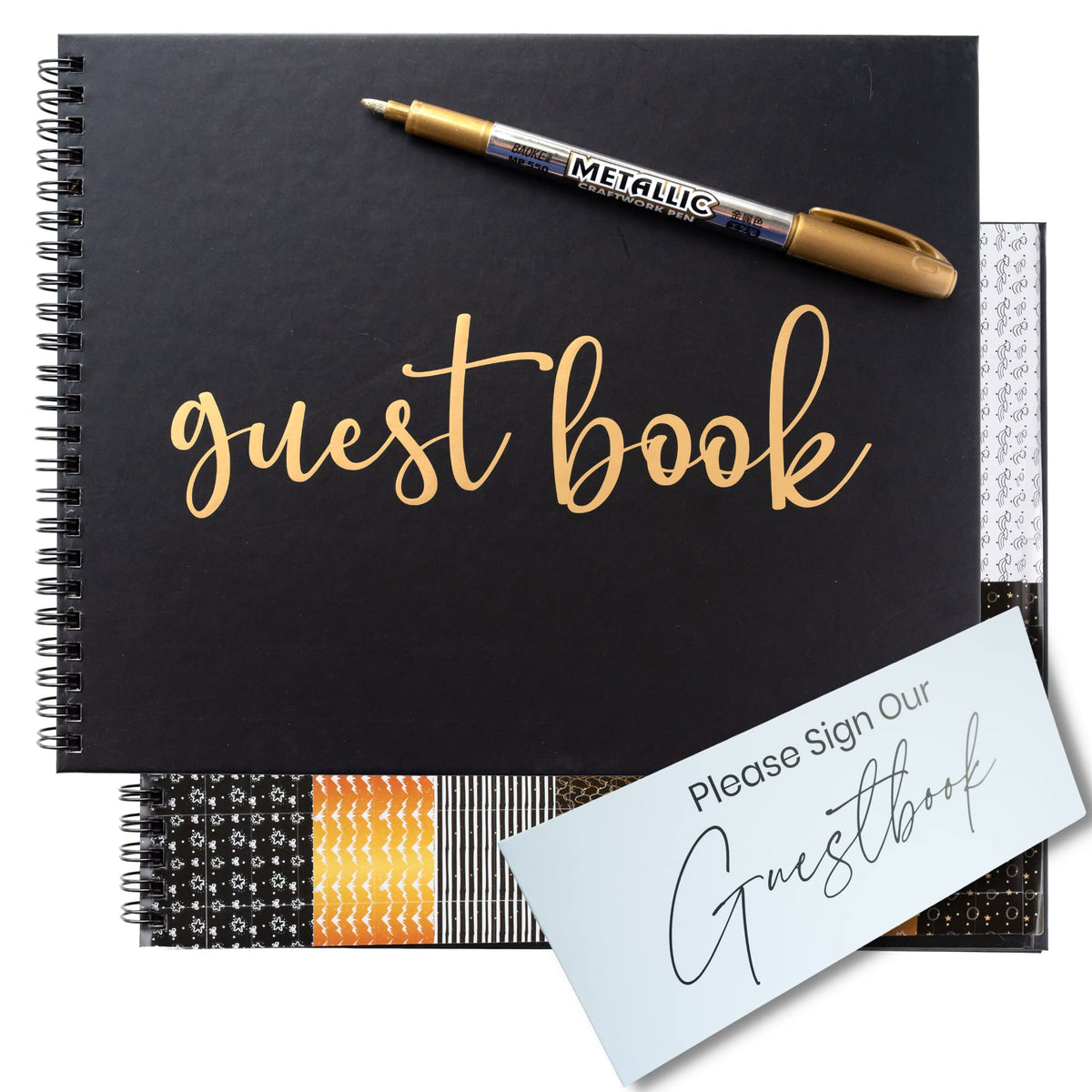 Paper 'n Such graduation guest book with black cover, ready for elegant sign-ins.