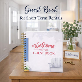 Paper 'n Such guest book with spiral binding supports easy signing during stays