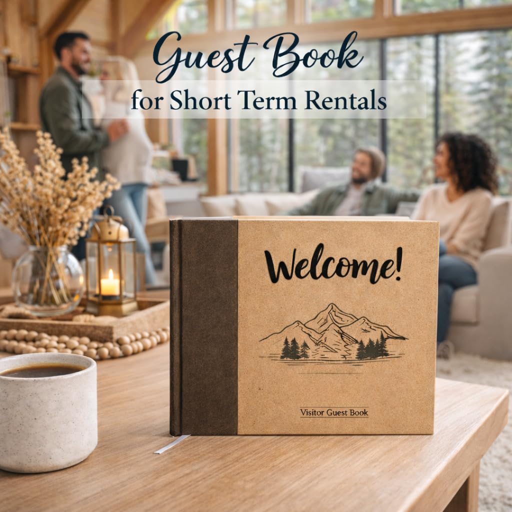 Kraft hardcover pages of Paper 'n Such guest book designed for durable guest logs.