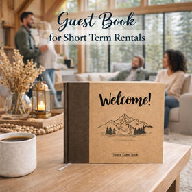 Kraft hardcover pages of Paper 'n Such guest book designed for durable guest logs.