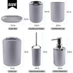 Papillon gray soap dispenser showing durable pump design.