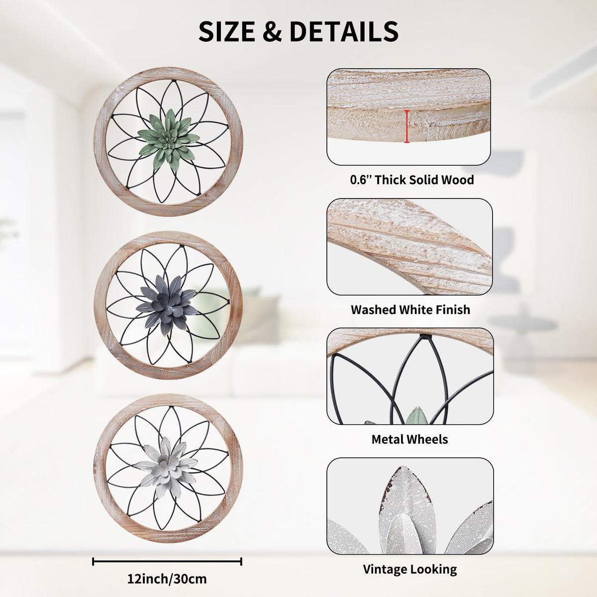 Paquesta interchangeable flowers white close-up highlights customizable rustic accents.