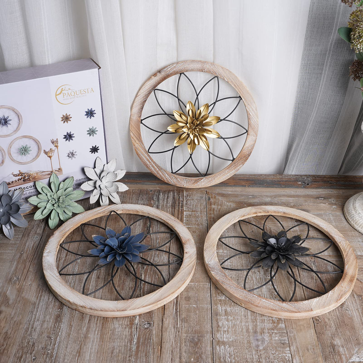Paquesta wall decor hung on wall demonstrates versatile indoor or outdoor display.