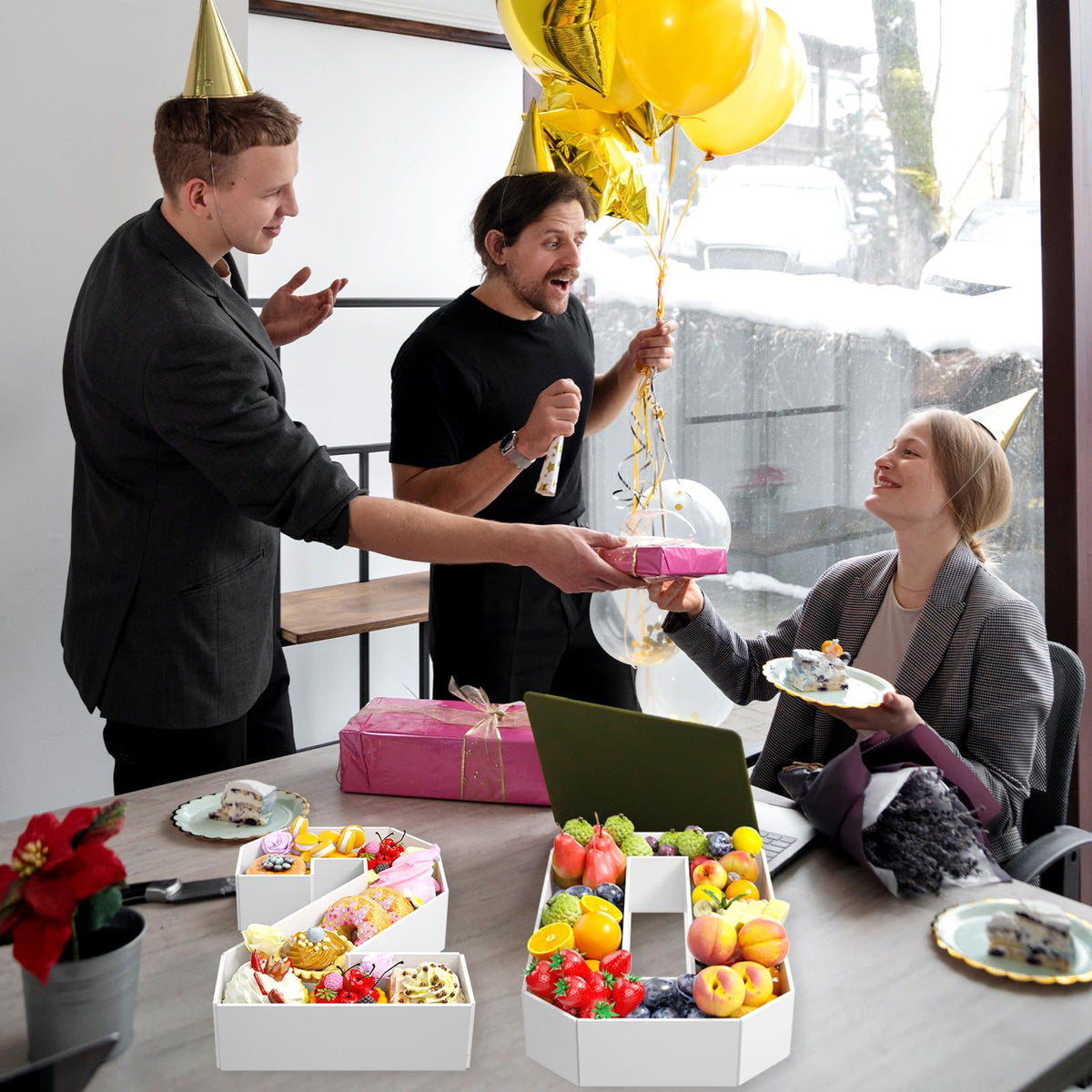Paready birthday centerpiece fillable number 1 tray for celebrations.