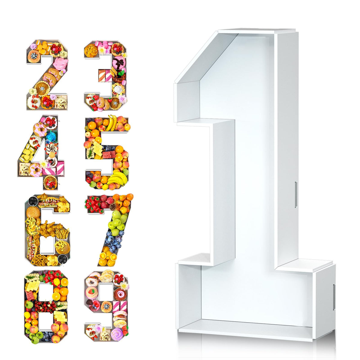 Paready fillable number 1 box ready to hold desserts and treats.