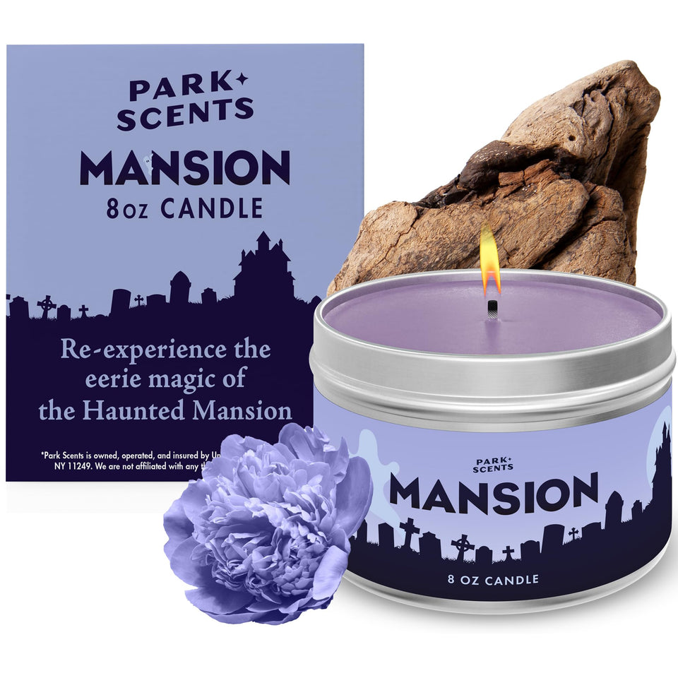Park Scents Mansion Candle leather and wood mood for a cozy study ambiance.