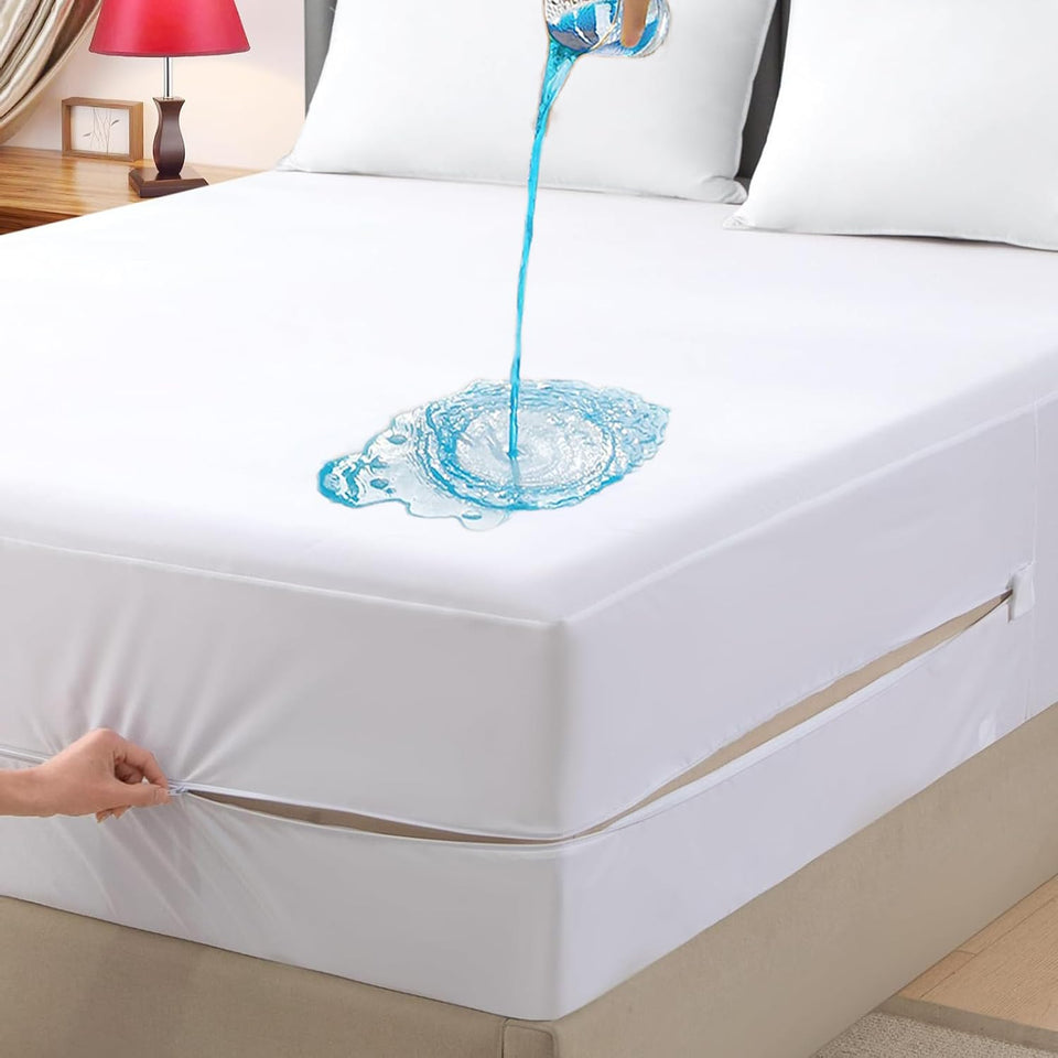 Parkdeny King waterproof zippered mattress encasement for durable protection and quiet sleep.