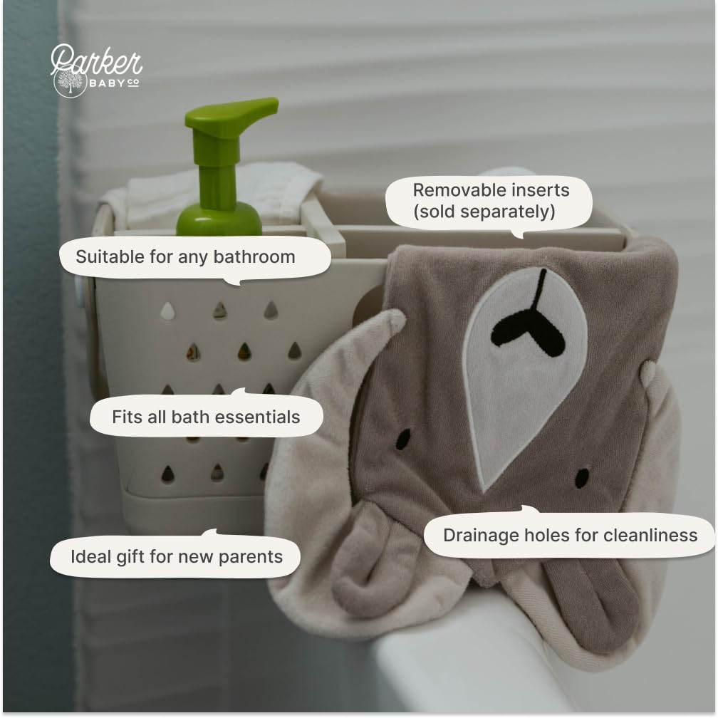 Parker Baby Co Bath Caddy built-in hanging hole for quick drying.