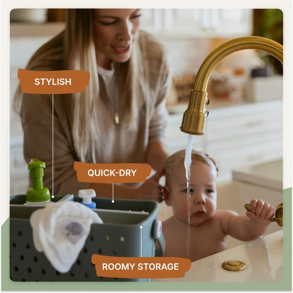 Parker Baby Co Bath Caddy removable inserts create four compartments.