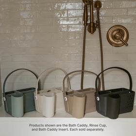 Parker Baby Co Bath Caddy raindrop holes help keep bath items dry.