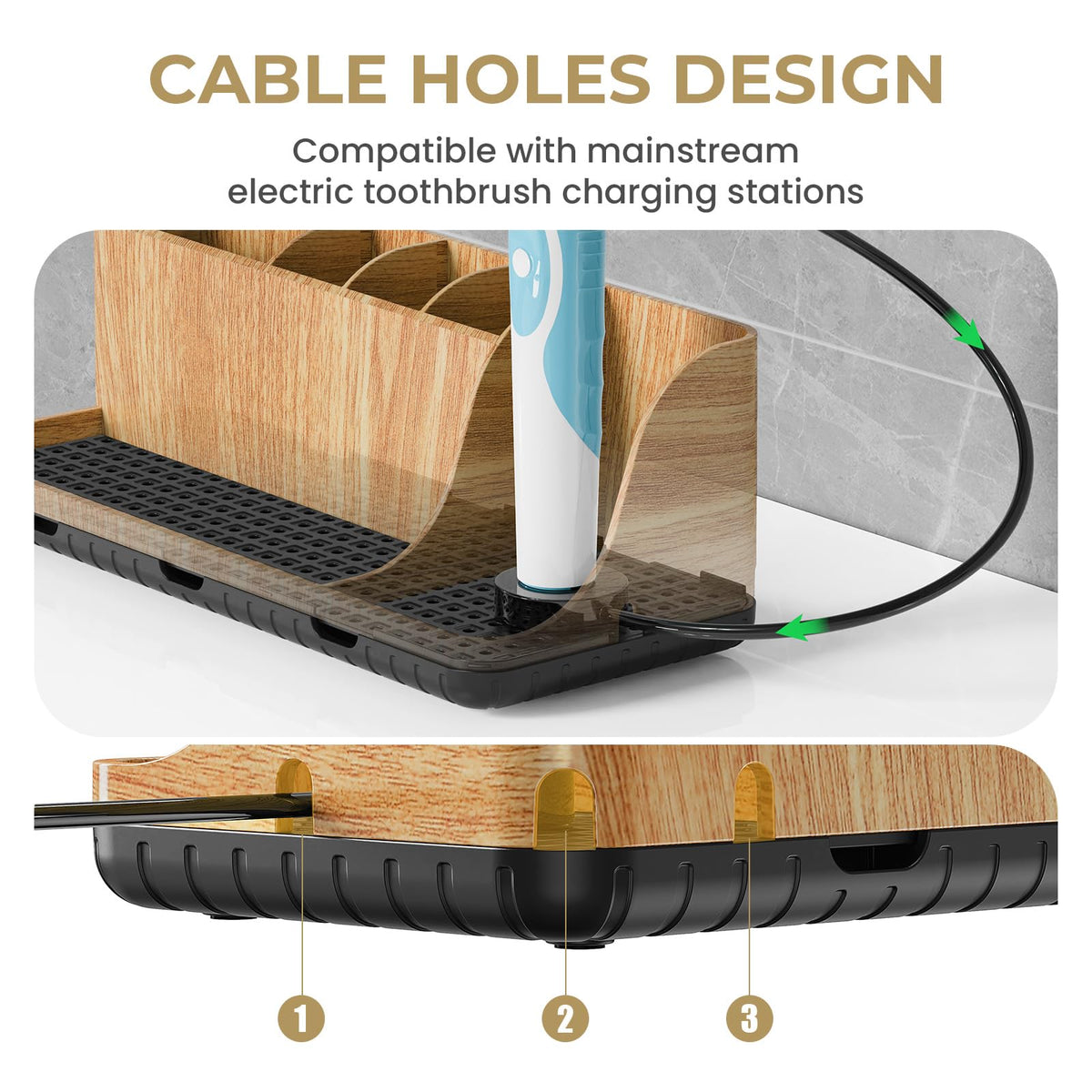 Parkmani kids electric toothbrush holder safely accommodates charging components.