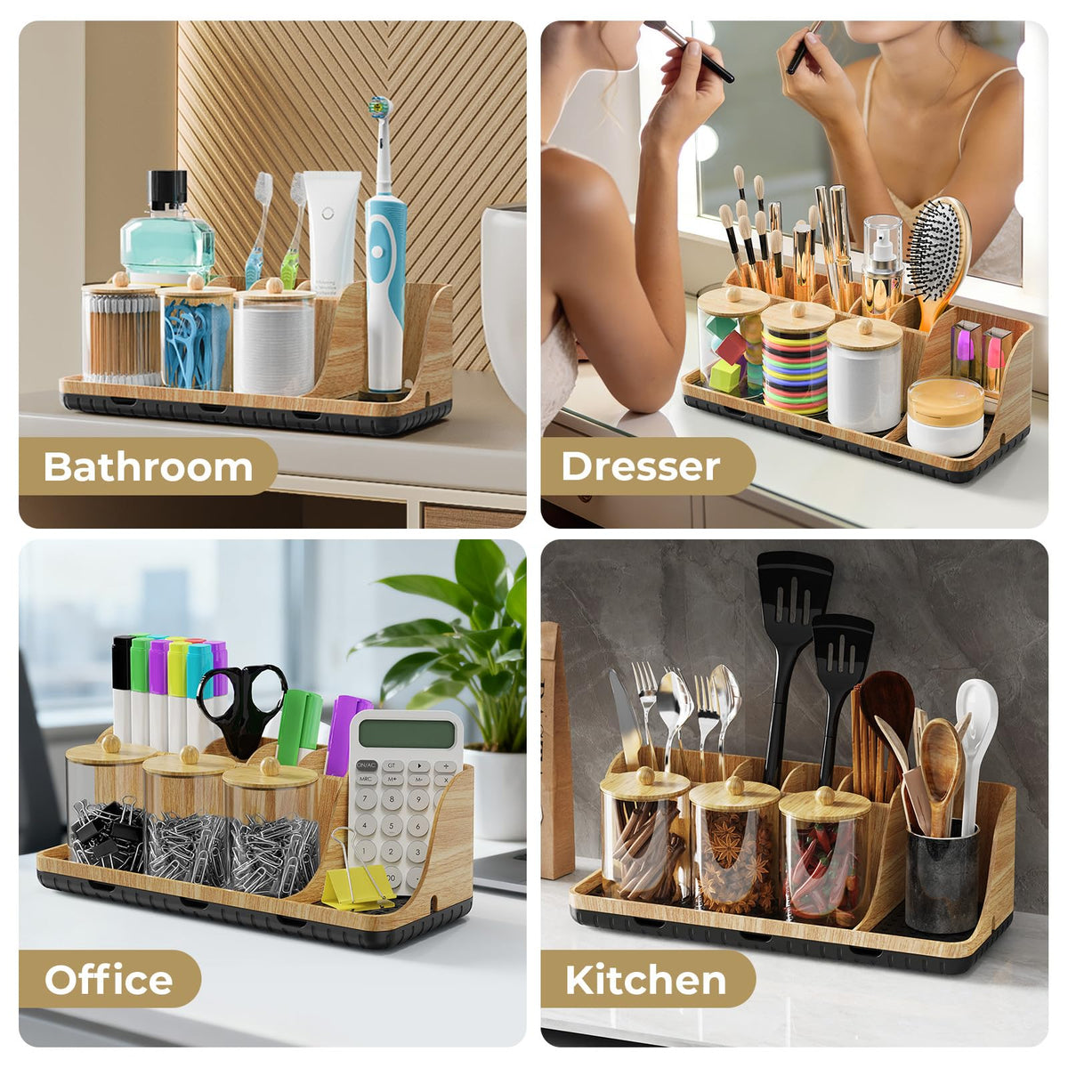 Parkmani slip-resistant bottom stabilizes the organizer on counters.