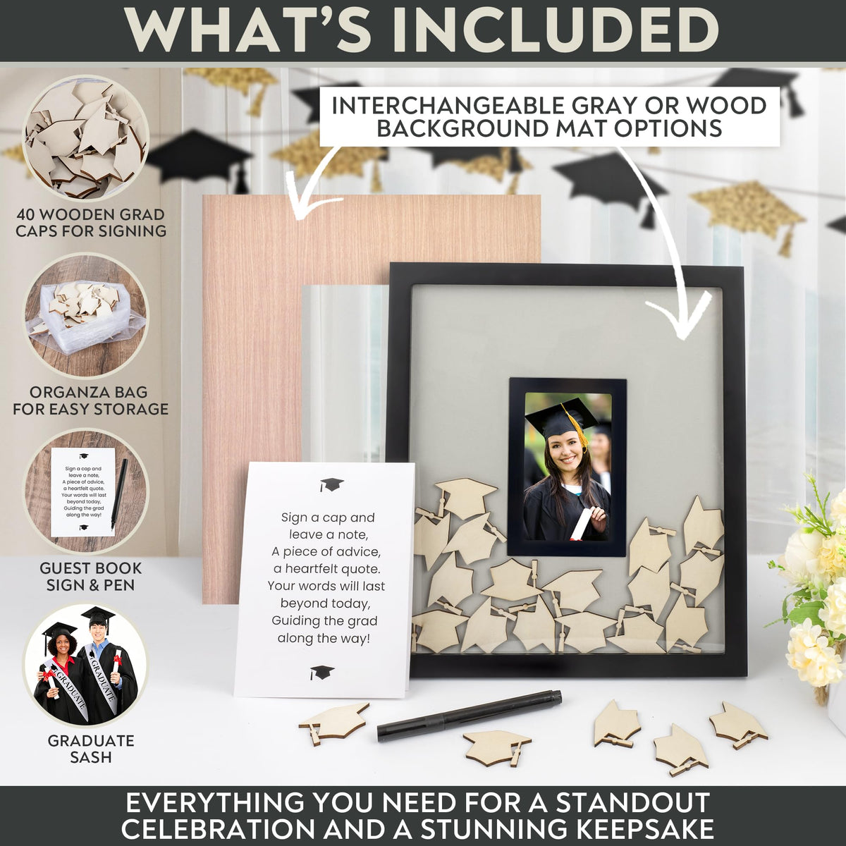 Parkway Home 3x5 photo slot displays grad photo beside guest messages