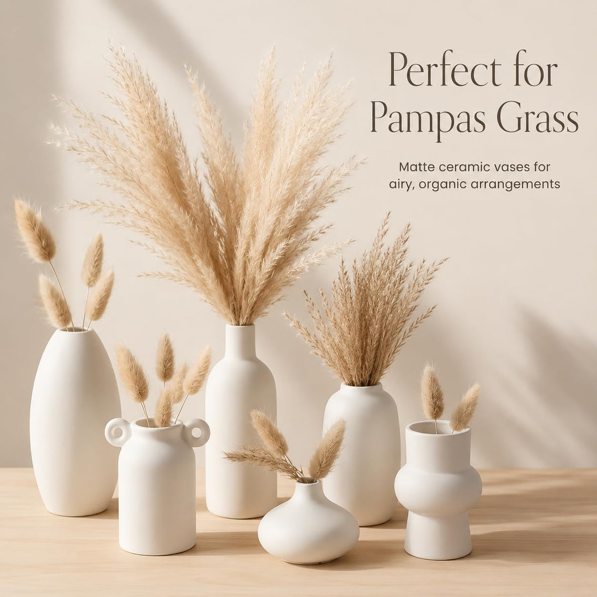 Parlamain ceramic vase collection complements shelves and mantels with clean lines.