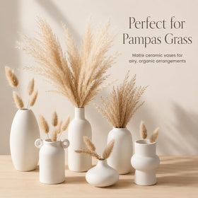 Parlamain ceramic vase collection complements shelves and mantels with clean lines.