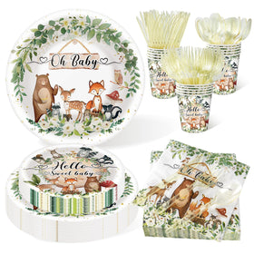 PartXcede woodland plates 9-inch, sturdy dinnerware for main courses at a woodland baby shower