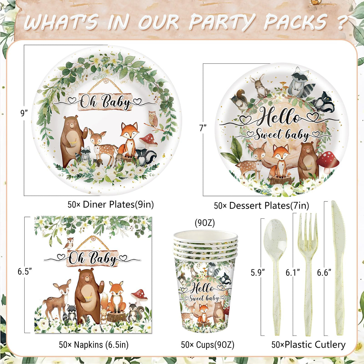 PartXcede woodland cups 9oz, durable cups for beverages during the celebration
