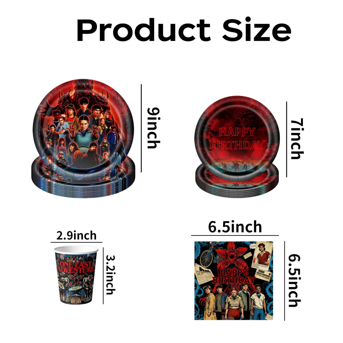 Party Buzz Stranger 5 TV complete set enables easy setup and cleanup.