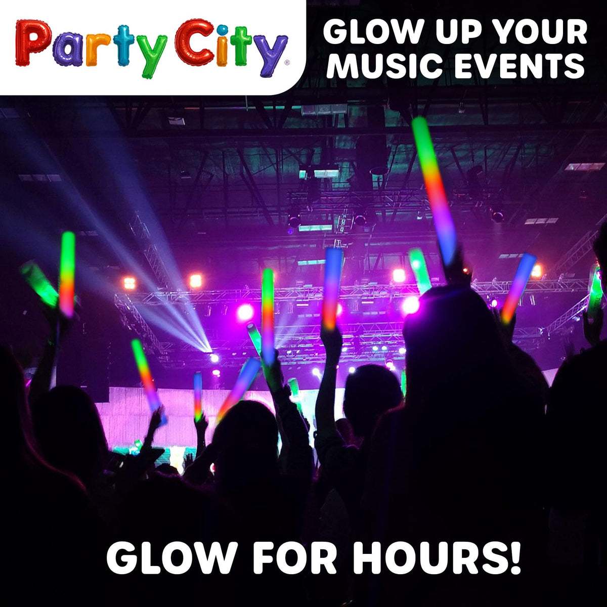 Party City glow stick activated with a simple button for instant light