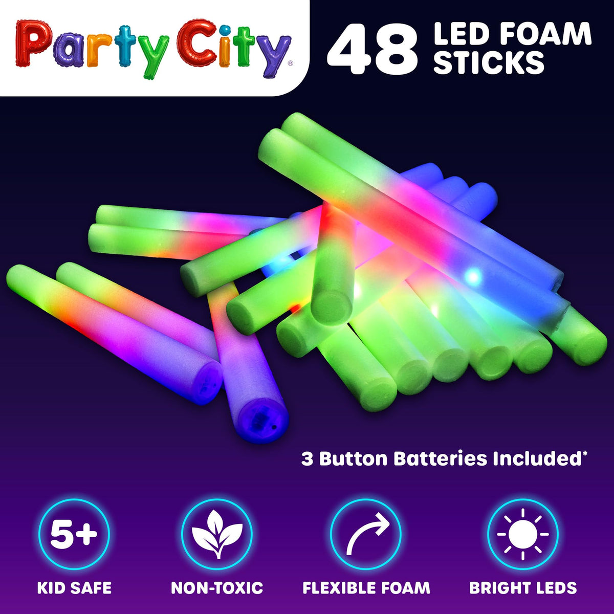 Party City glow sticks bulk pack for glow in the dark celebrations