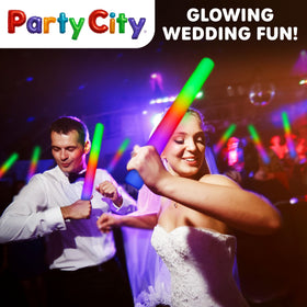 Party City glow sticks light up wedding reception dance floors