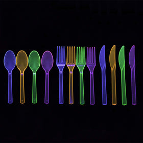 Party Essentials glow dinnerware setup elevates casual dinners to festival vibes