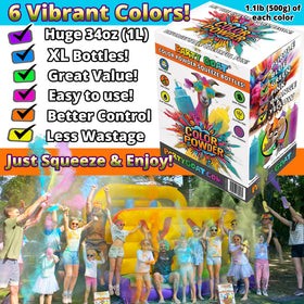 PARTY GOAT blue 34oz squeeze bottle for vivid color bursts during outdoor events.