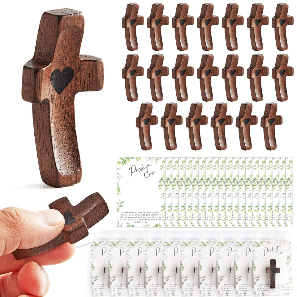 Party Greeting 20-set heart cross bulk compact pocket crosses for pocket prayer