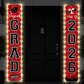 Party Greeting Graduation banner for wall or ceiling display enhances party setup.