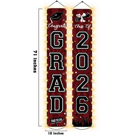 Party Greeting Congrats Grad banner in maroon and black adds celebratory wall décor.