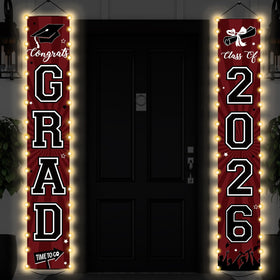 Party Greeting Door banner set on durable polyester for long-lasting graduation décor.