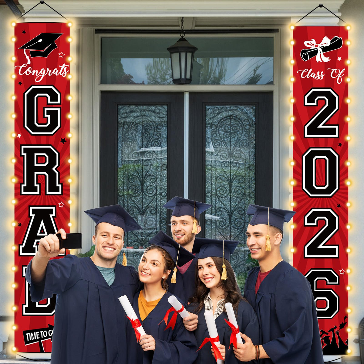 Party Greeting Durable polyester banners resist fading for lasting graduation celebrations.