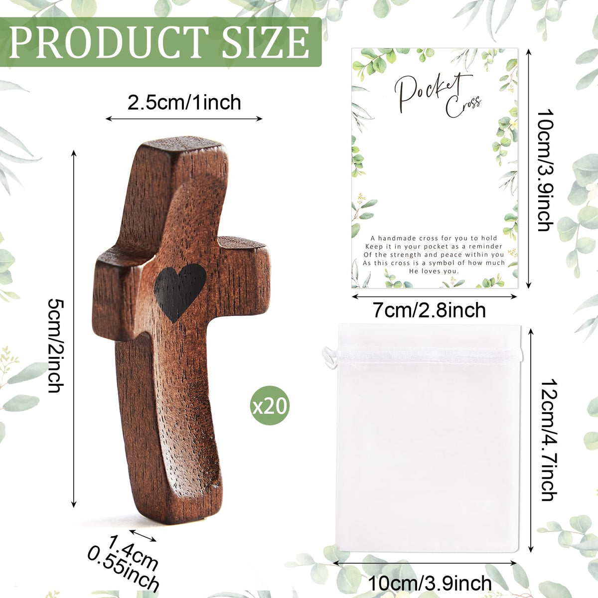 Party Greeting pocket cross grooves for comfortable grip during meditation