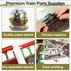 Party Greeting train forks ready for easy serving at a lively party.
