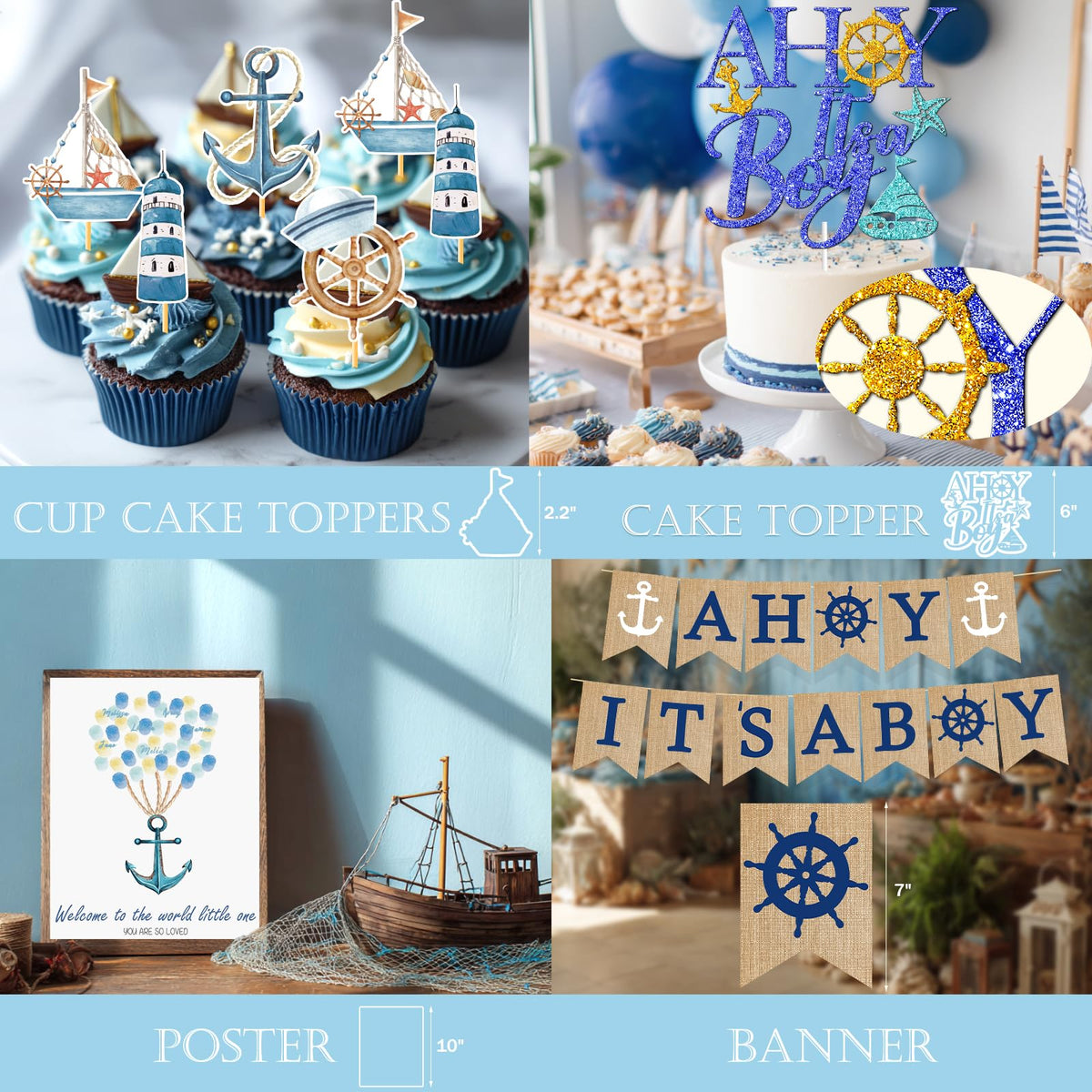 Party Inspo cake topper celebrates the arrival with sailor-themed charm
