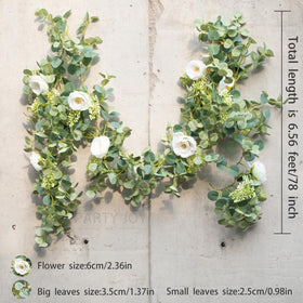 PARTY JOY garland with white roses close-up highlighting detail