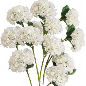 Party Joy white hydrangea bouquet full-length stems for tall vase centerpieces
