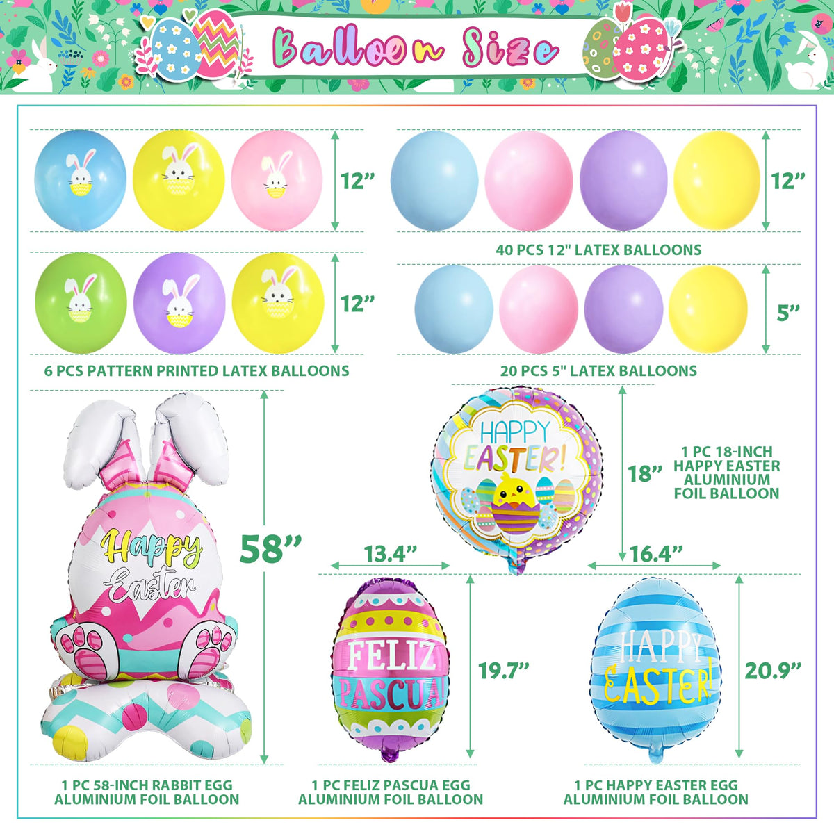 Party Spot 18inch Happy Easter balloon adds cheerful accents to celebrations.