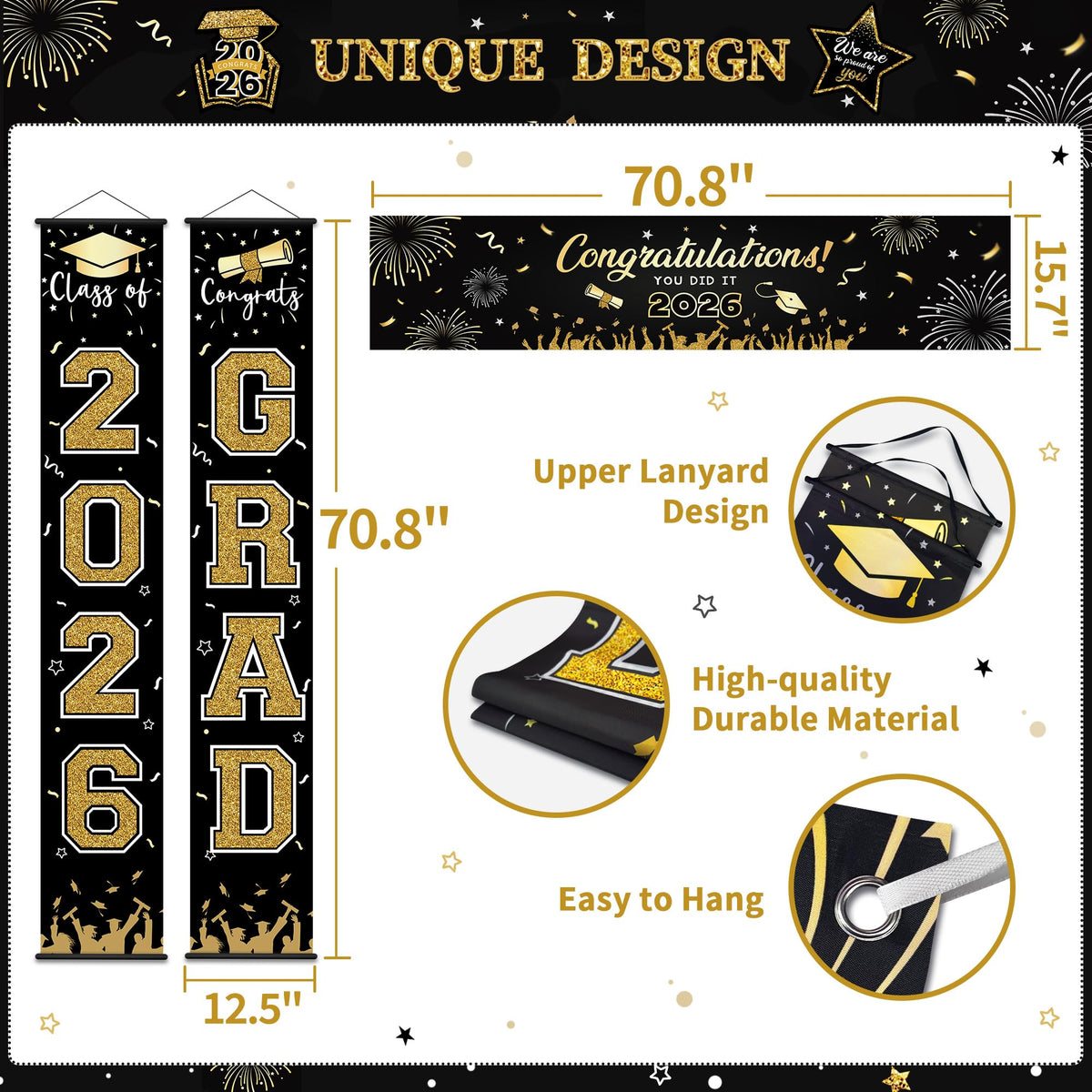 Party Spot black gold foil curtains provide instant backdrop for memories