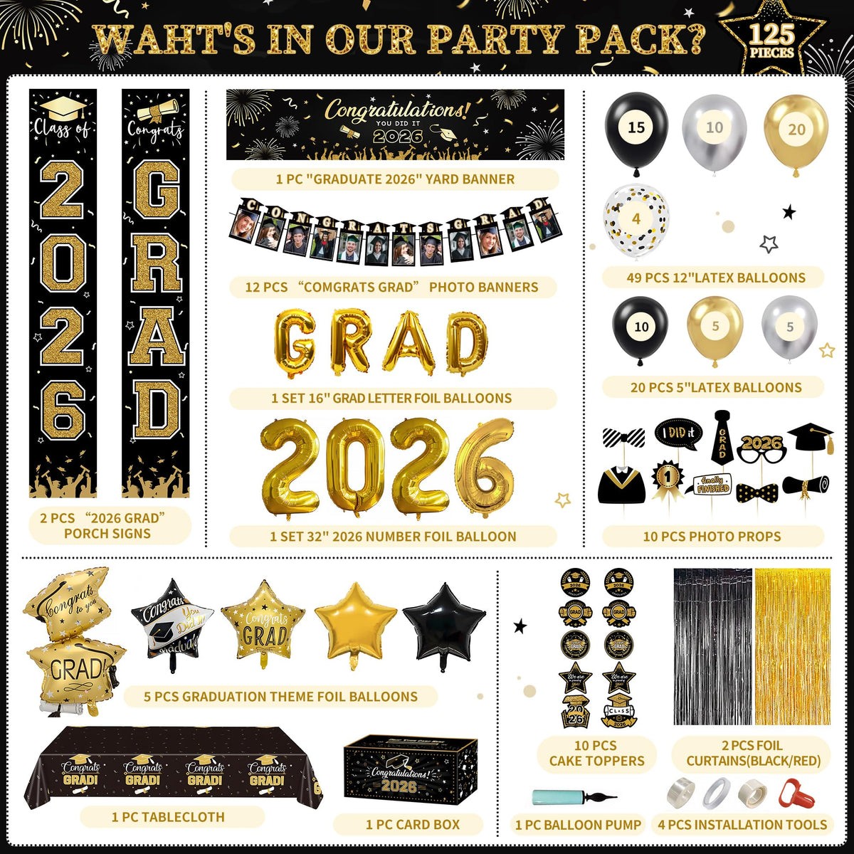 Party Spot black gold latex balloons enhance vivid photo moments